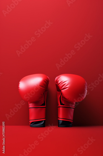 holb boxing gloves red, illustration minimalism for business book created with Generative Ai © Andrii Yablonskyi
