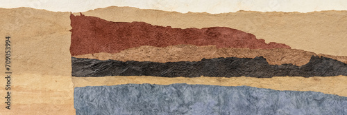 abstract landscape created with amate bark papers photo