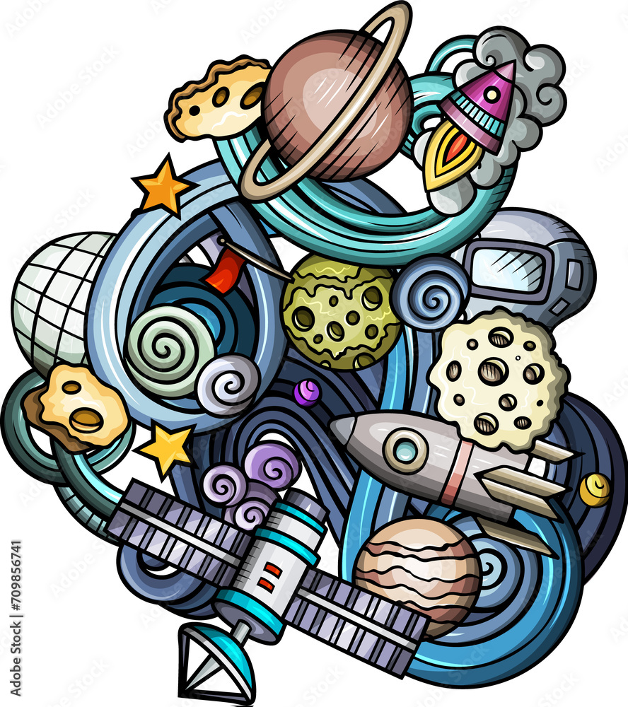Outer Space detailed cartoon illustration