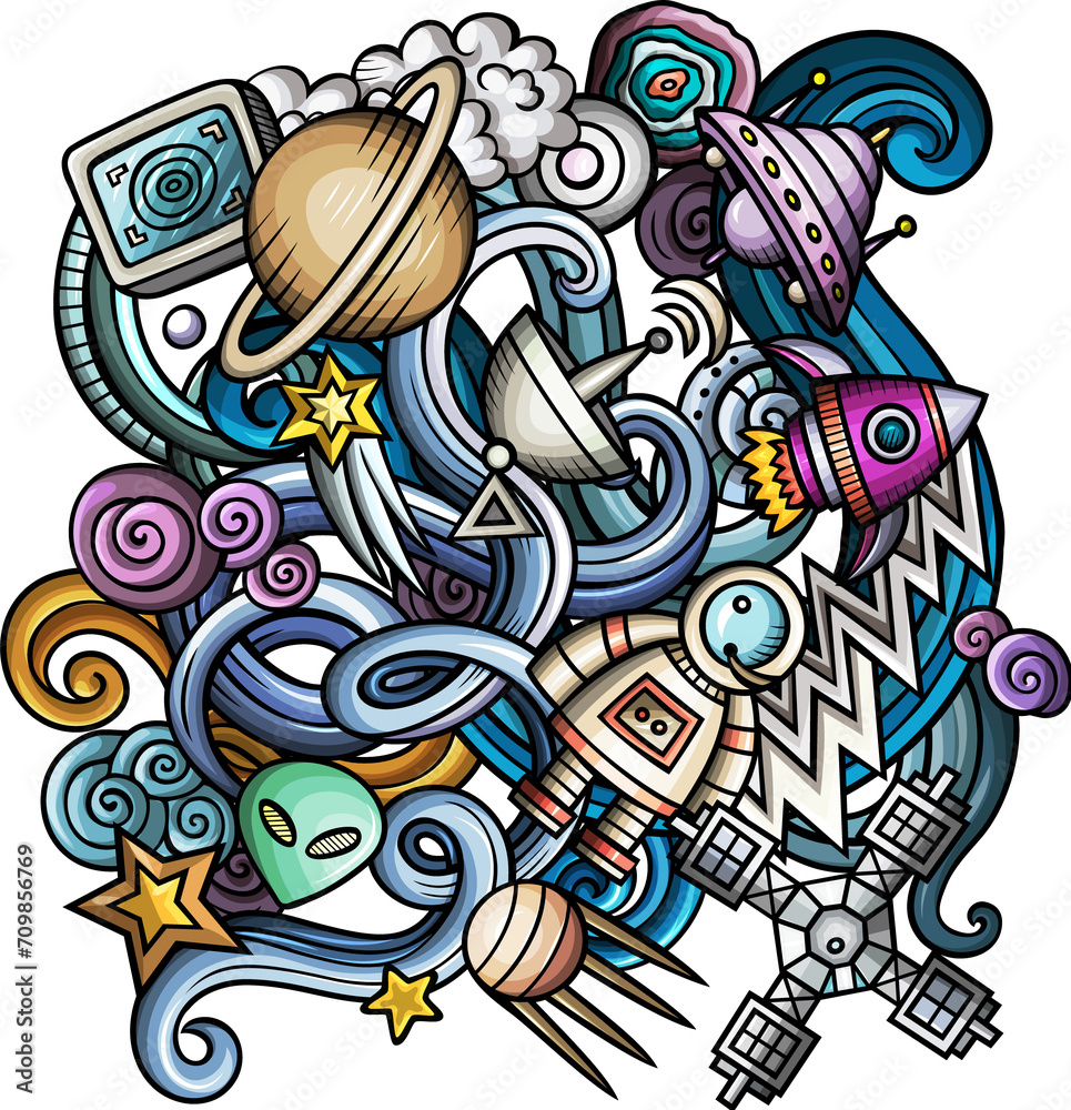 Fototapeta premium Outer Space detailed cartoon illustration