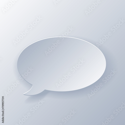 Papercut Grey White Speech Bubbles. 3D Papercraft cut talk frame icon for posters and flyers, presentation, web, social media, design, banner, stickers and stories.