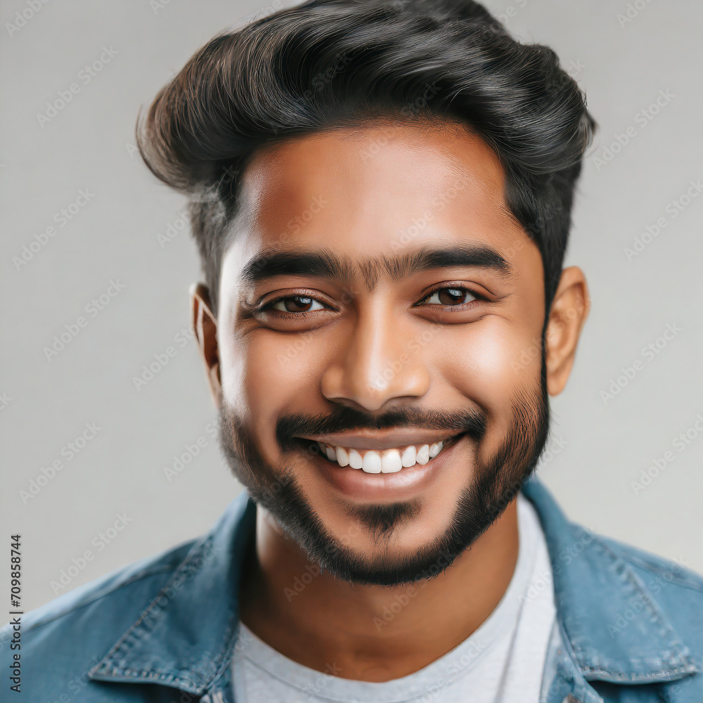 a closeup photo portrait of a handsome indian man smiling with clean teeth. used for a dental ad. guy with fresh stylish hair and beard with strong jawline. isolated on white background a closeup photo portrait of a handsome indian man smiling with clean teeth. used for a dental ad. guy with fresh stylish hair and beard with strong jawline. isolated on white background