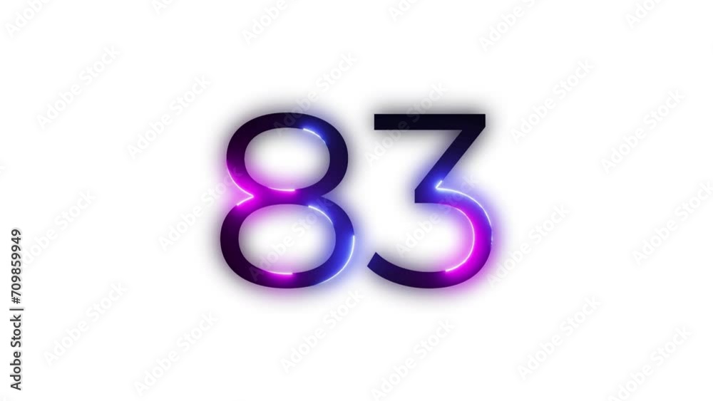 Neon number 83 with alpha channel, neon number eighty three Neon number 83 with alpha channel, neon number eighty three