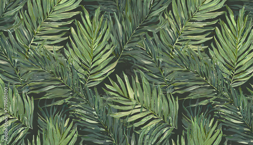 Exotic tropical pattren. Tropical gren palm leaves background. Hand drawing 3d illustration. Dark tropical leaves wallpaper. Great for fabric  wallpaper  paper design