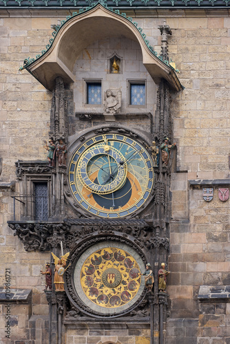 Vintage Clock on Square in Pragues photo