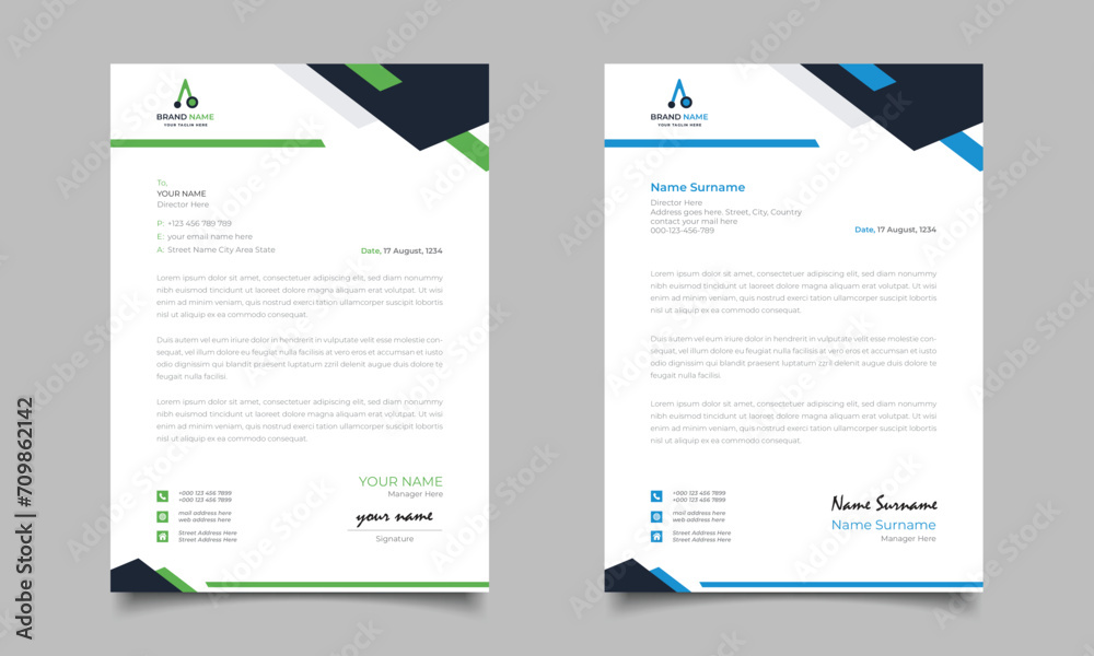 Green And Blue Modern Business Letterhead Simple clean Template Designrhead Template Design Green And Blue Modern Business Letterhead Simple clean Template Designrhead Template Design