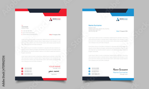 Red And Blue Modern Business Letterhead Simple clean Template Designrhead Template Design