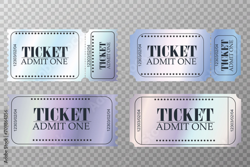 set of hologram tickets in vector photo