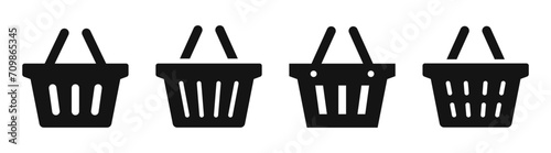 Shopping Basket icon set. Shop basket symbol. Buy buttons set. Vector illustration photo