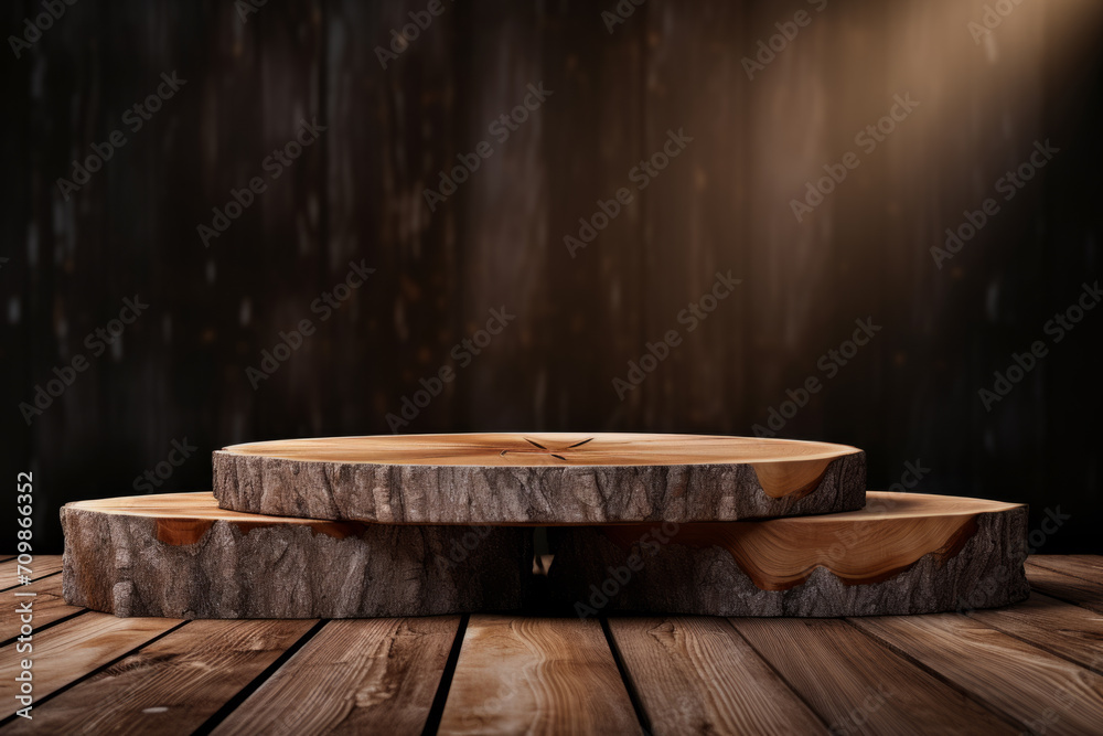 Rustic wood podium for products display