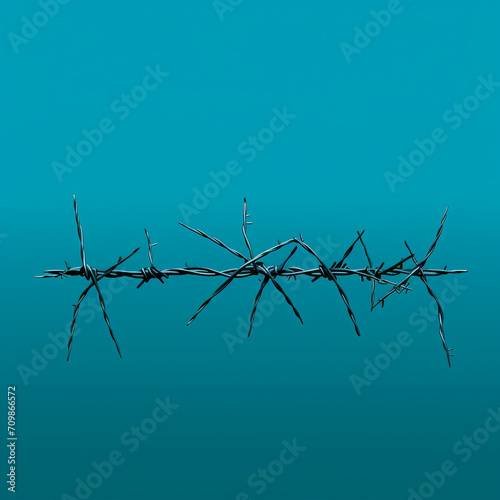 Minimalistic illustration of barbed wire representing stress  turquoise shades created with Generative Ai