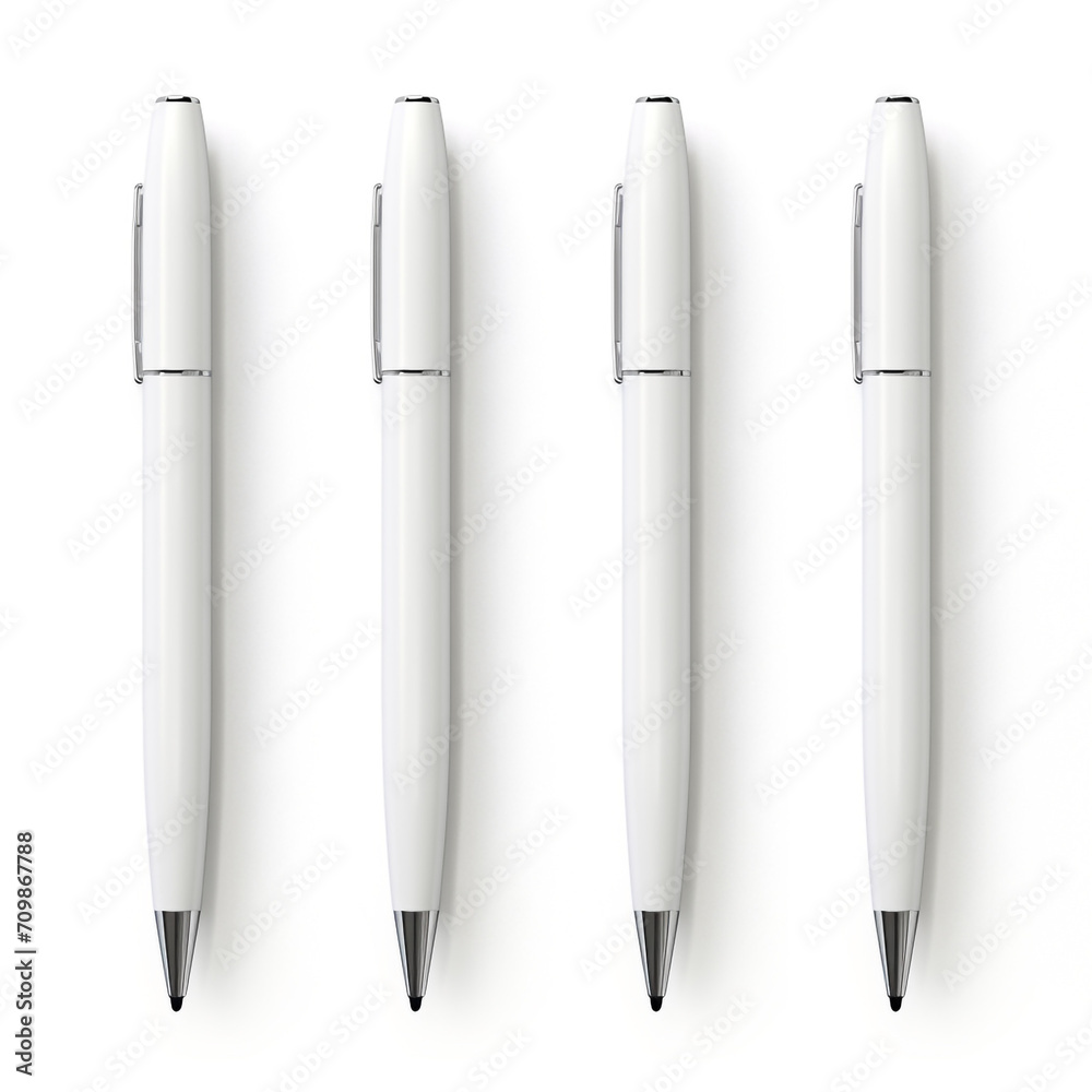 Fototapeta premium Realistic image of three white pens on a white background created with Generative Ai