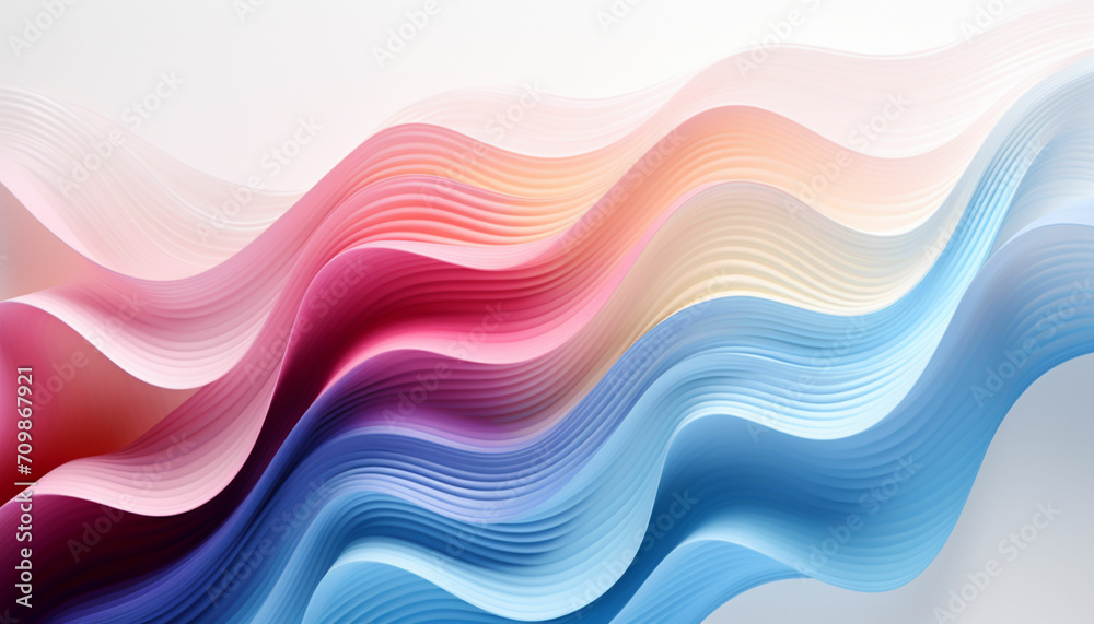 Obraz premium Utilize generative design to depict waves or ripples of different colored powders flowing across the frame, creating a visually appealing and harmonious pattern against the white background