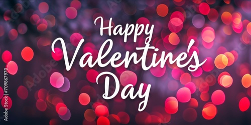 Happy Valentine's Day message with bokeh lights background