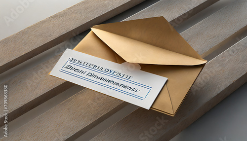3D envelope and a sheet with a declaration of delivery photo