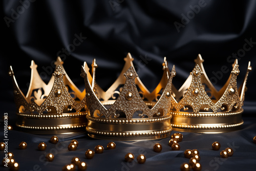 Three small golden crowns