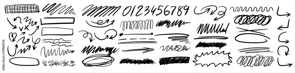 Charcoal scribble stripes, emphasis arrows, handdrawn numbers. Charcoal scribble stripes, emphasis arrows, handdrawn numbers.