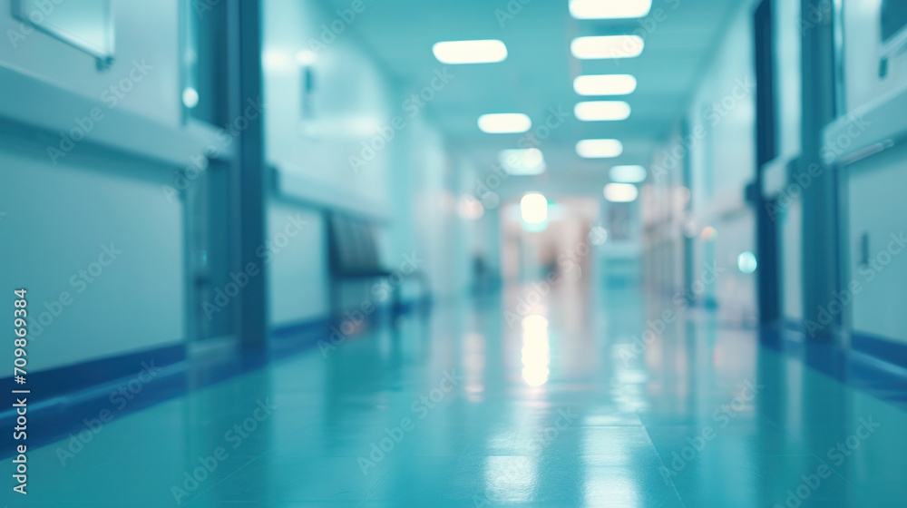 Medical blurred blue hospital background with space for text. Copy space Medical blurred blue hospital background with space for text. Copy space