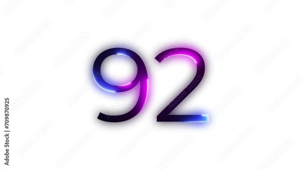 Neon number 92 with alpha channel, neon number ninety two Neon number 92 with alpha channel, neon number ninety two