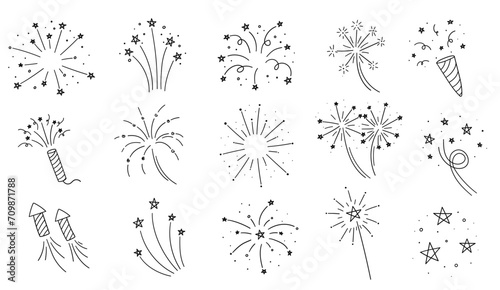 The pretty line Karakuy Feireverk. Vector illustration. Festive design of the event. Christmas salute.