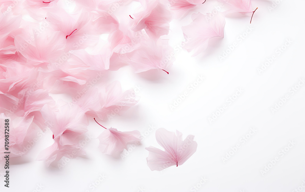 Pink Flowers on White Background, Beautiful Bouquet of Blooms
