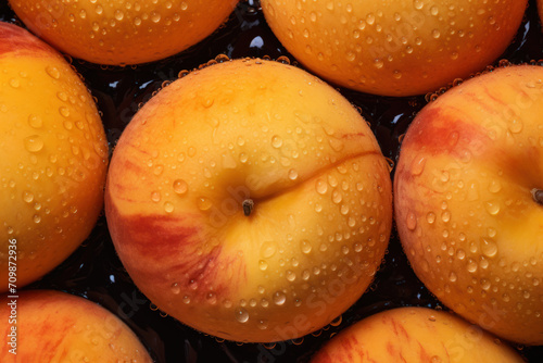 Wet Peaches with Droplets in Detail