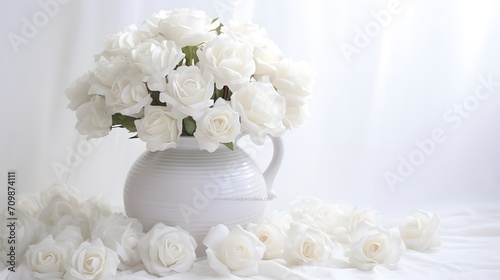 Elegant Roses on Pristine White for Serene Mornings