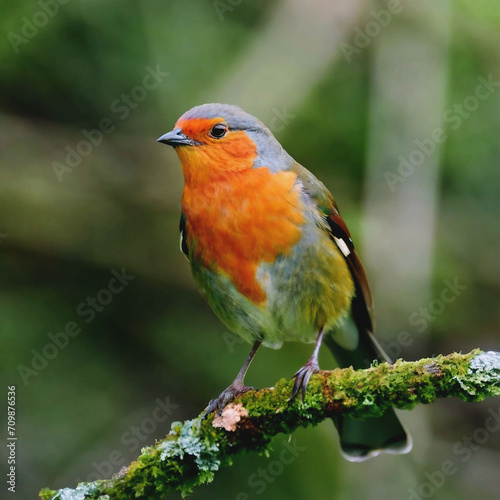 colorful bird sits on a branch in the forest © omar