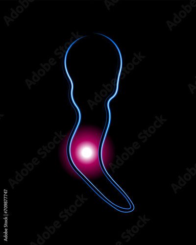 Vector isolated illustration of appendicitis pain with neon effect.