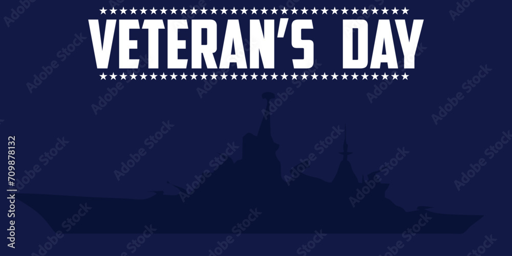 Happy Veteran's Day America with wide view background for congratulations. colorful and elegant design. best for banner, card, presentation, template