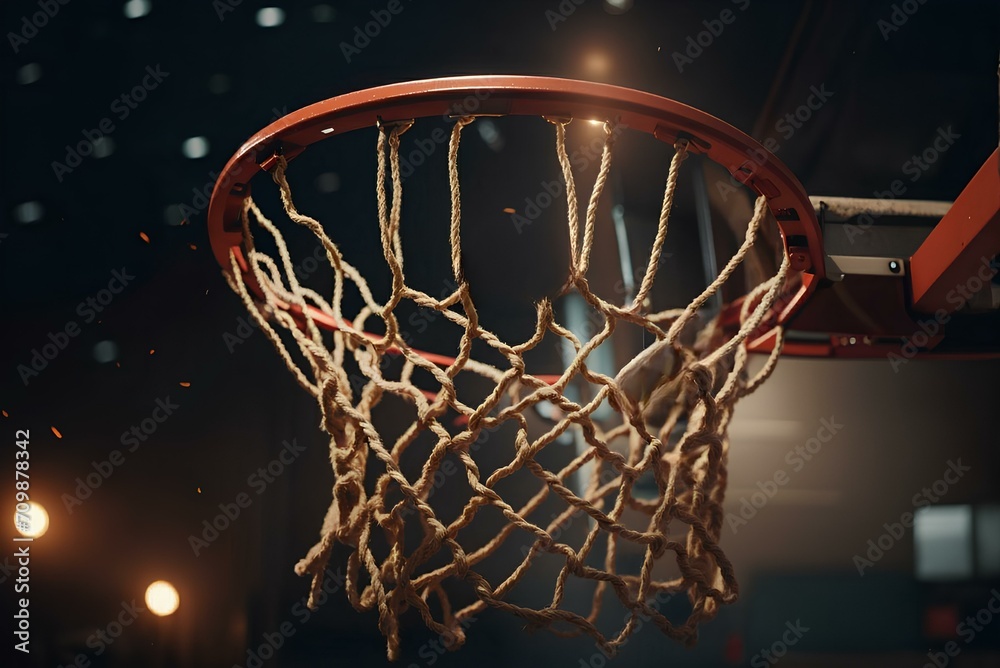basketball hoop in the night