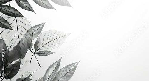 Black and White Photo of Leaves in a Nature Setting photo