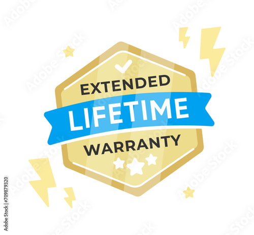 Vector badge showcasing an Extended Lifetime Warranty, perfect for products offering superior quality assurance and long-term customer satisfaction
