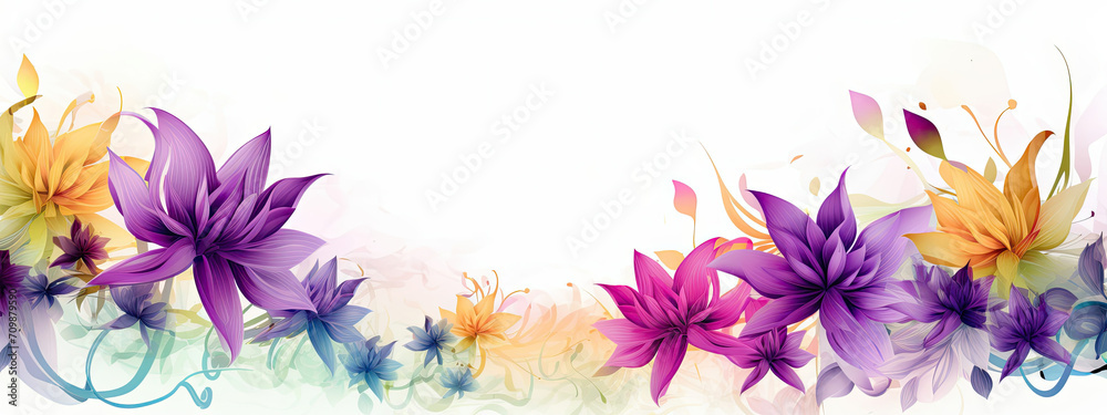 Painting of Purple and Yellow Flowers on White Background Painting of Purple and Yellow Flowers on White Background