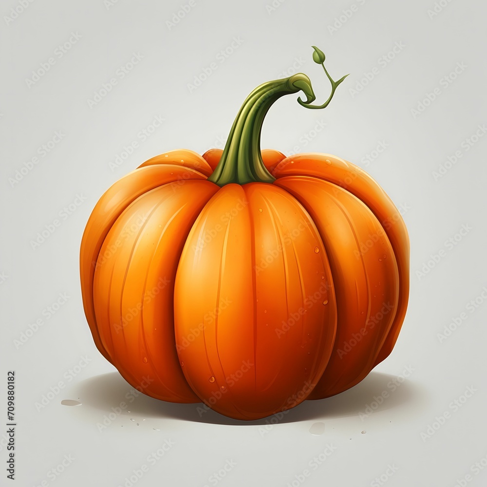 Isolated pumpkin 3D illustration on a solid light background. Pumpkin as a dish of thanksgiving for the harvest. Isolated pumpkin 3D illustration on a solid light background. Pumpkin as a dish of thanksgiving for the harvest.
