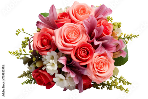 Beautiful bouquet of flowers for Valentine s Day on white background PNG
