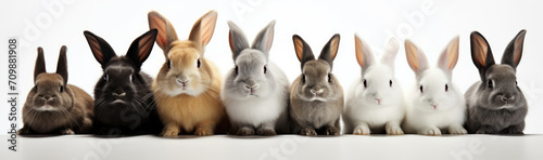 Group of Rabbits Sitting Together in Field