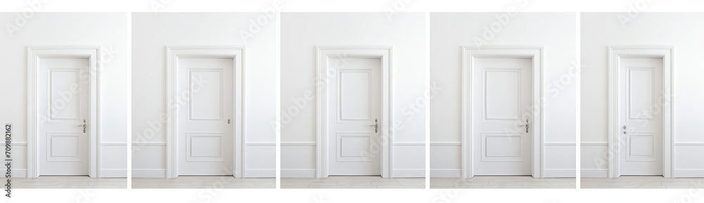A White Room With a Row of Doors, Simple, Informative, and Straightforward Image