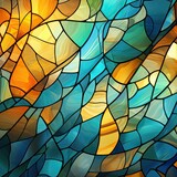 Stained glass window background with colorful	