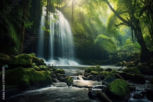 beautiful waterfall surrounded by lush forest, long exposition photography --ar 3:2 --v 5.2 Job ID: 63135347-1cf9-4cd7-874d-3da78c74dafc