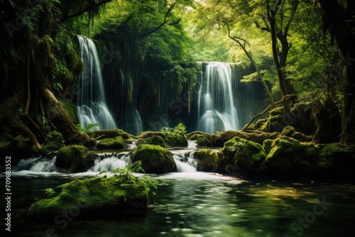 beautiful waterfall surrounded by lush forest  long exposition photography --ar 3 2 --v 5.2 Job ID  dbb5eee8-a041-4e44-9b40-2779fe5cc7c4