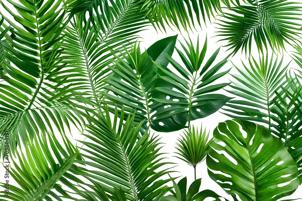 palm leaves on a white background