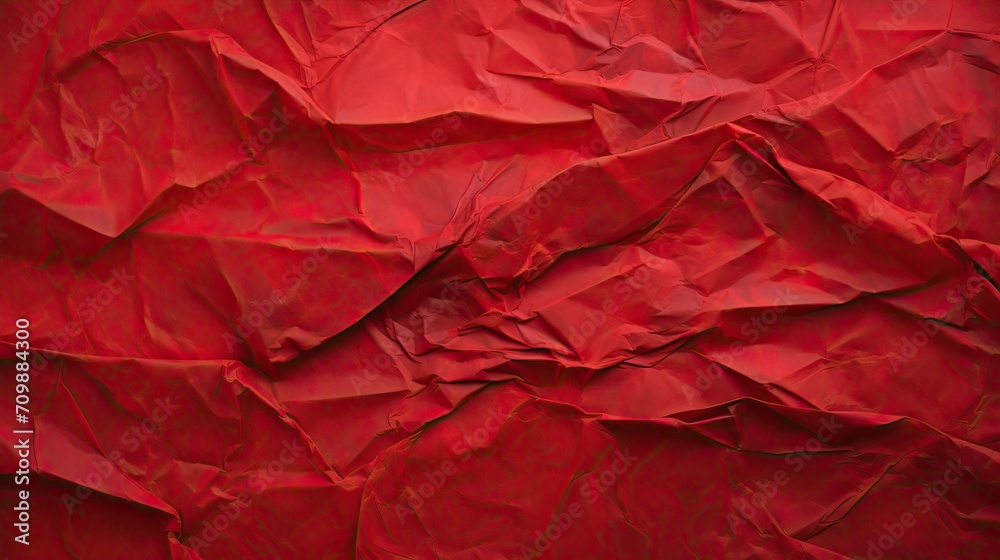Red paper crumpled texture background. Blank red paper banner