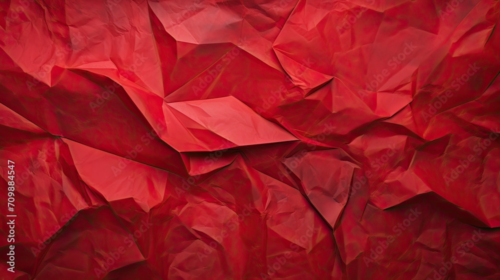 Red paper crumpled texture background. Blank red paper banner - obrazy, fototapety, plakaty 