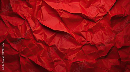 Red paper crumpled texture background. Blank red paper banner photo