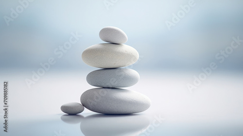 Smooth stones stacked in balance  tranquility and meditation. Zen background