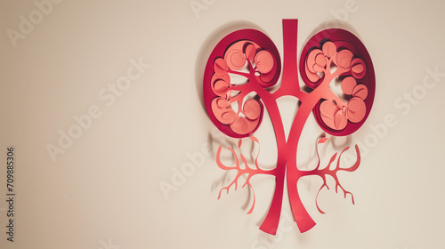 mockup of a kidney cut out of paper on a light background photo