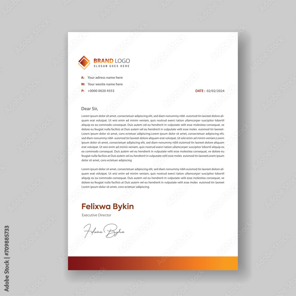 Modern and professional company business letterhead template design