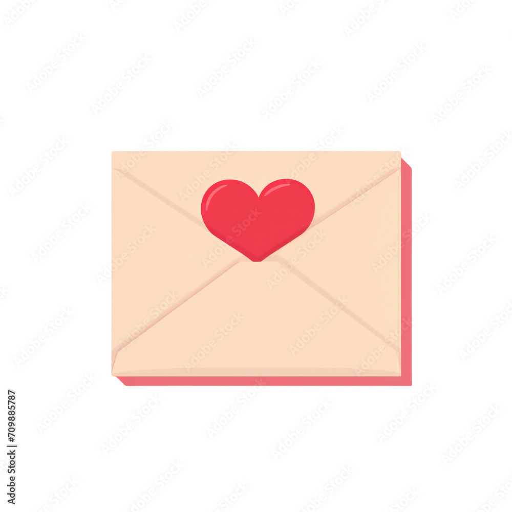 A love letter with a red heart seal flat design. Valentine's concept.