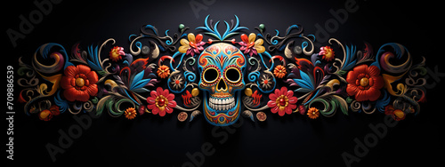 Mexican Dia de Los Muertos holiday traditional ethnic design background photo